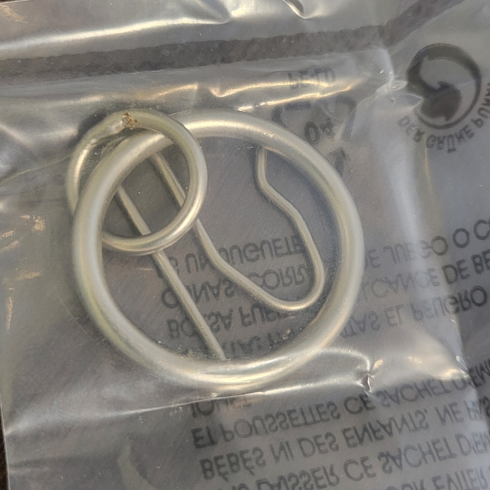 West Elm Double Ring Brushed Nickel Small Curtain Rings, 12 Count NIB
